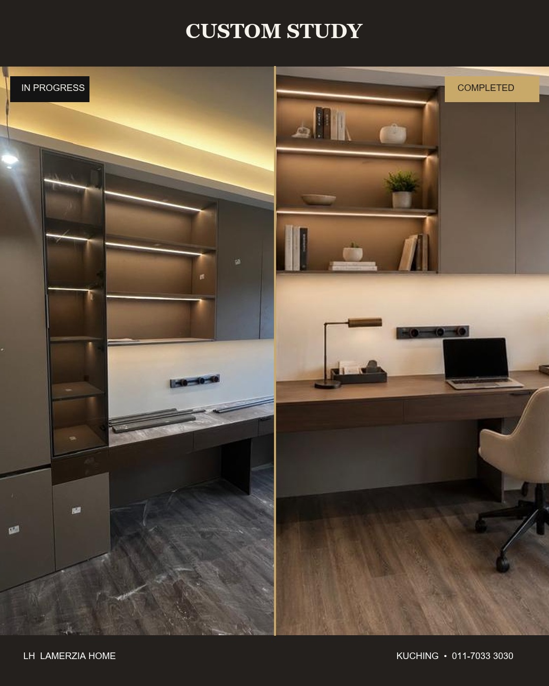 Custom study cabinetry and window seat