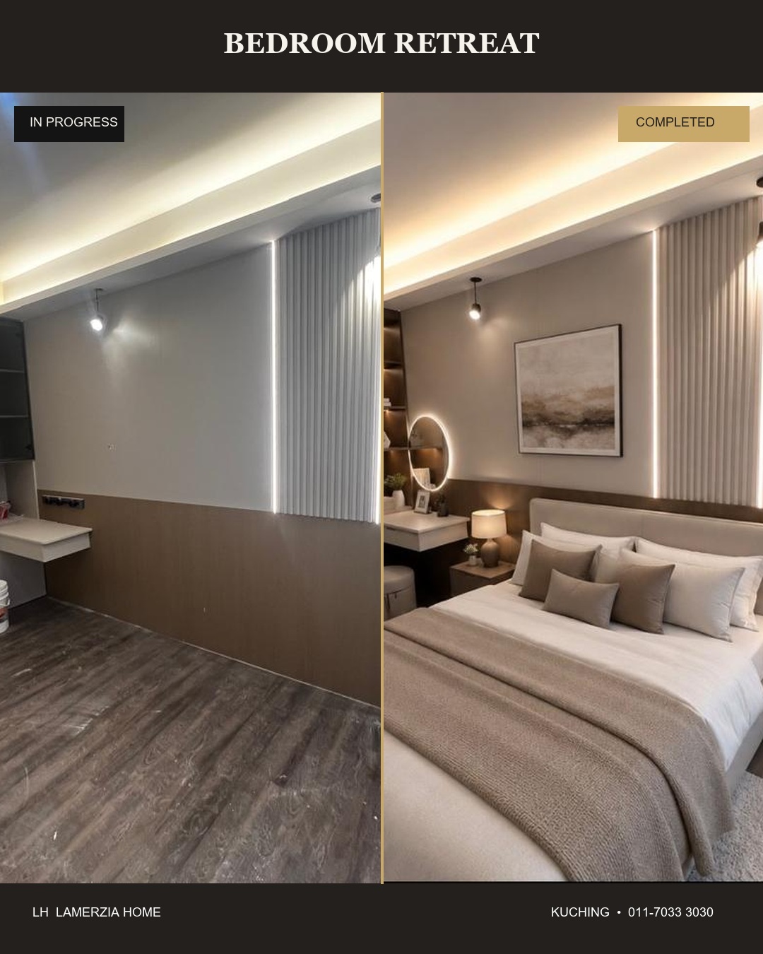 Warm modern bedroom retreat