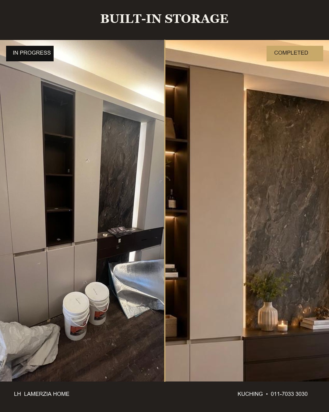 Built-in storage wall