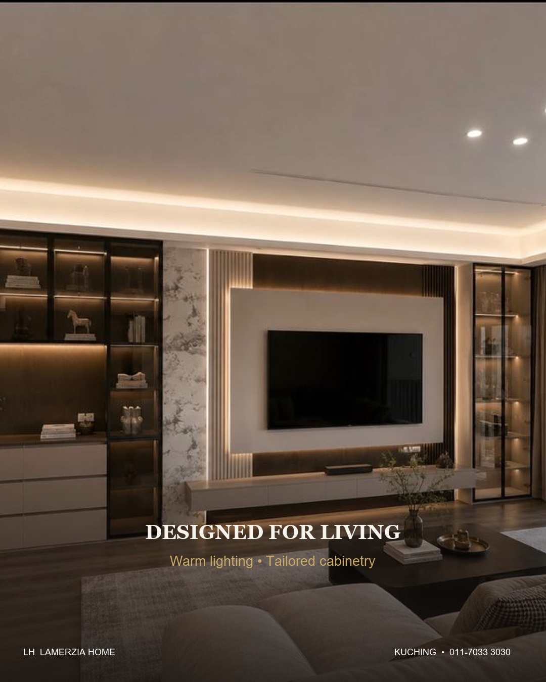 Designed interior with custom cabinetry